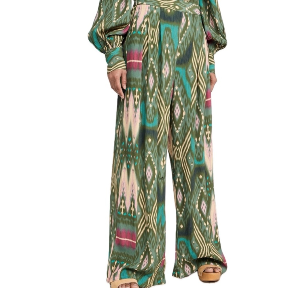 Figue, Bridgette Salome Ikat Green Patterned Women's pants, Size S - Picture 2 of 16